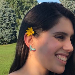 Lab simulated Ruby and Colombian tourmaline earring.